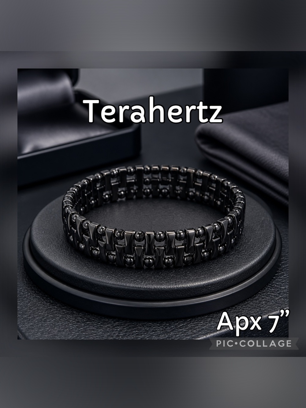 Terahertz Black Men's Beaded Link Bracelet